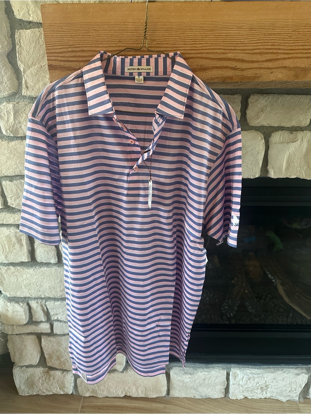 🆕 NWT Peter Millar Summer Comfort Polo Shirt  Blue Stripe Golf SZ M